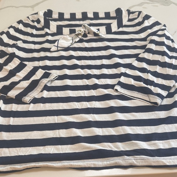 Talbots Navy and Cream Striped Top - Picture 4 of 4